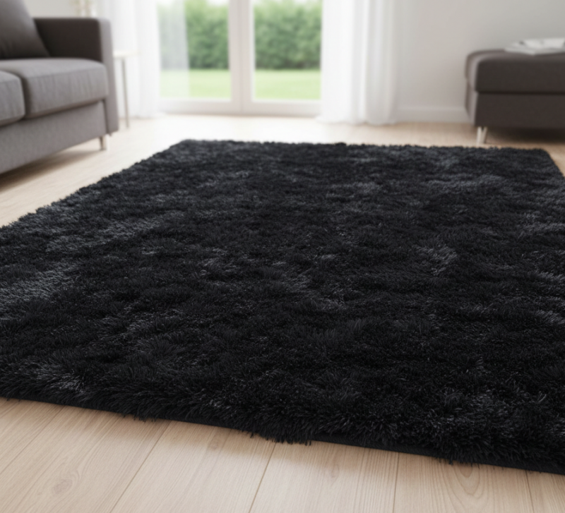 TAVŞAN TÜYÜ HALI SİYAH