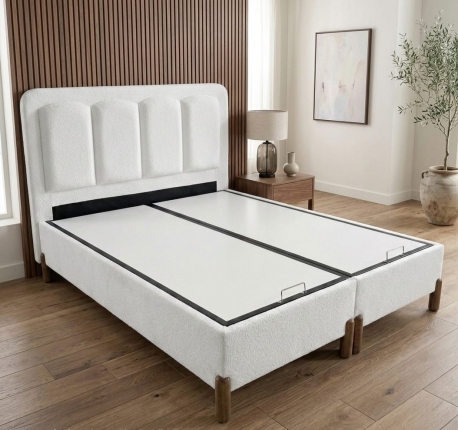 Amesia Tek Kişilik Beyaz Renk 90x190 Baza,Başlık Set