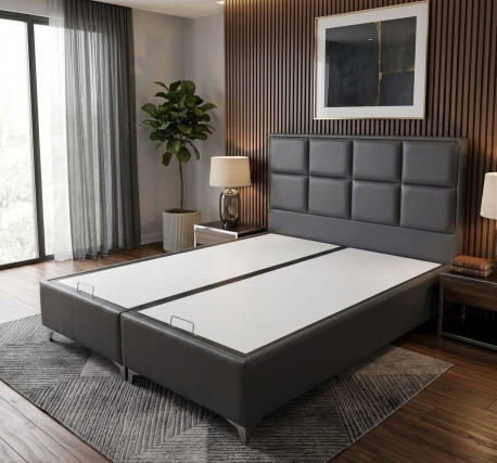 Athena Çift Kişilik Antrasit Renk 140x200 Baza,Başlık Set