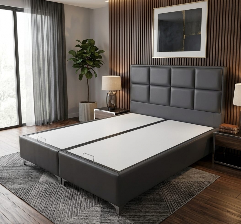Athena Çift Kişilik Antrasit Renk 140x200 Baza,Başlık Set