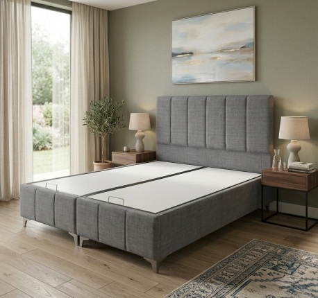 Comfort Plus  Çift Kişilik Gri Renk 160x200 Baza,Başlık Set