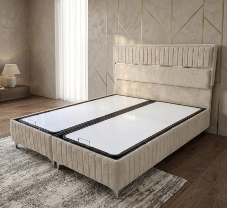 Paris Çift Kişilik Krem Renk 140x200 Baza,Başlık Set